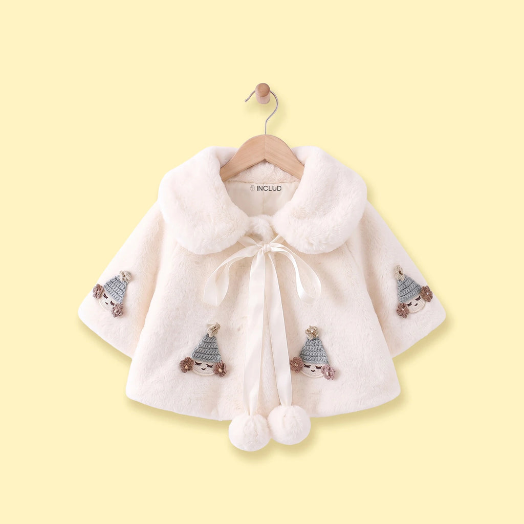 Girls White Applique Faux Fur Jacket Coats & Jackets White 1-2 Y