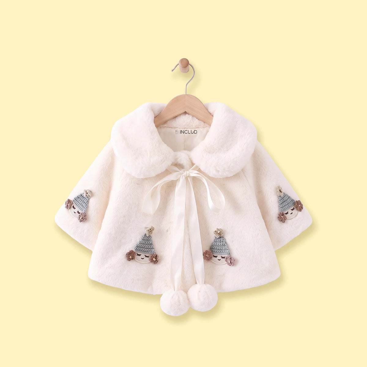 Girls White Applique Faux Fur Jacket Coats & Jackets White 1-2 Y