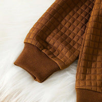 Girls Brown Waffle Knit Sweatshirt with Animal Print Flared Pants Set Sets