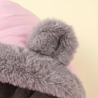 Boys Pink Bear Ear On Hood Zip-up Puffer Jacket Coats & Jackets