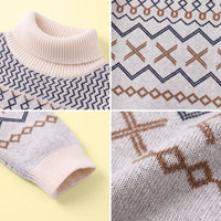 Girls Apricot Geometric Knitted Sweater Sweaters & Cardigans
