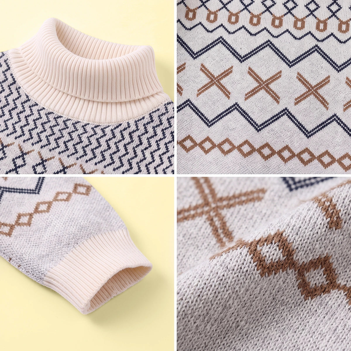 Girls Apricot Geometric Knitted Sweater Sweaters & Cardigans