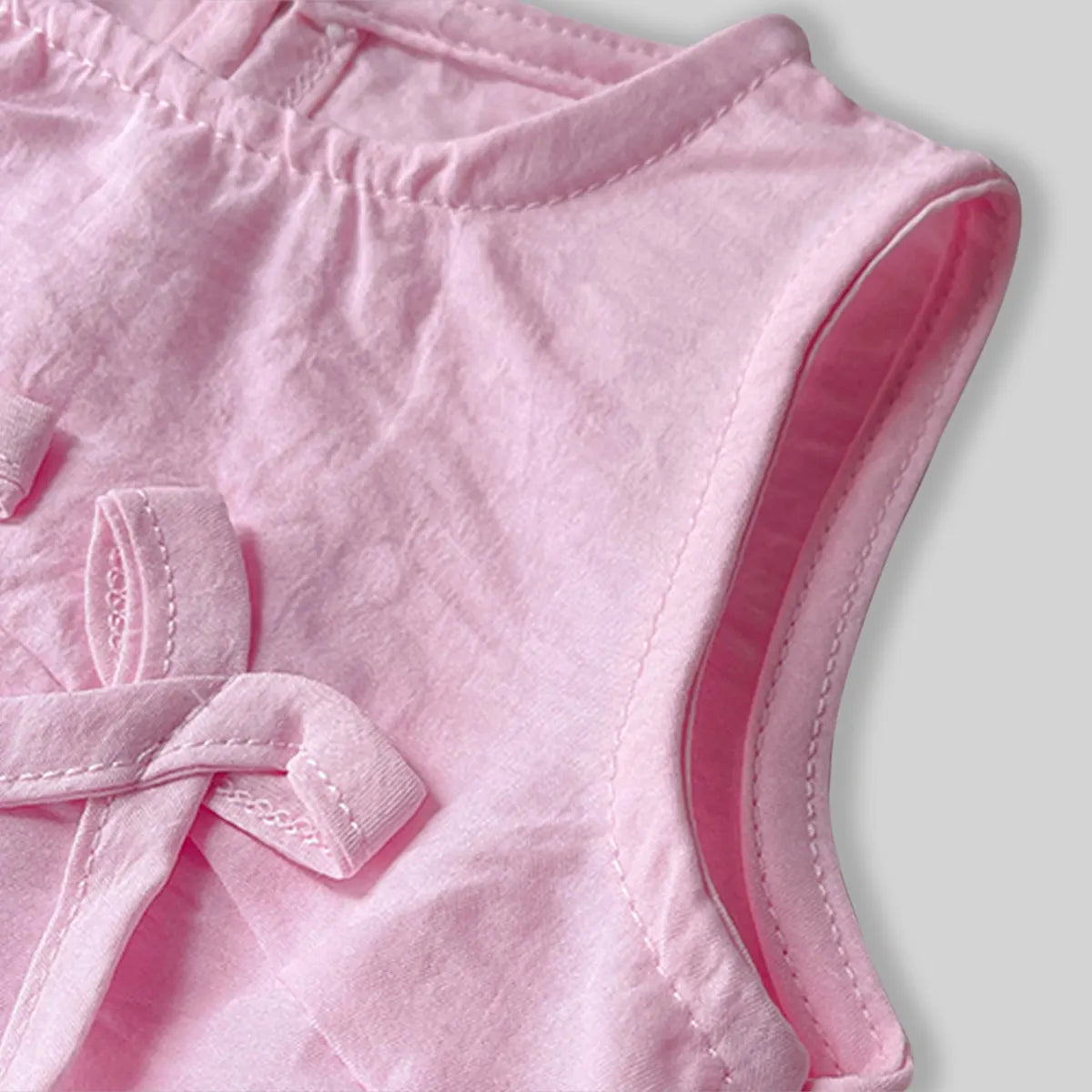 Girls Pink Bow Appliqued A-line Dress With Ruffled Hem Casual Dresses