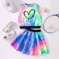 Girls Multicolour Tie & Dye Print Top With Skirt Sets 2 pc. Sets Multicolor 3-4 Y