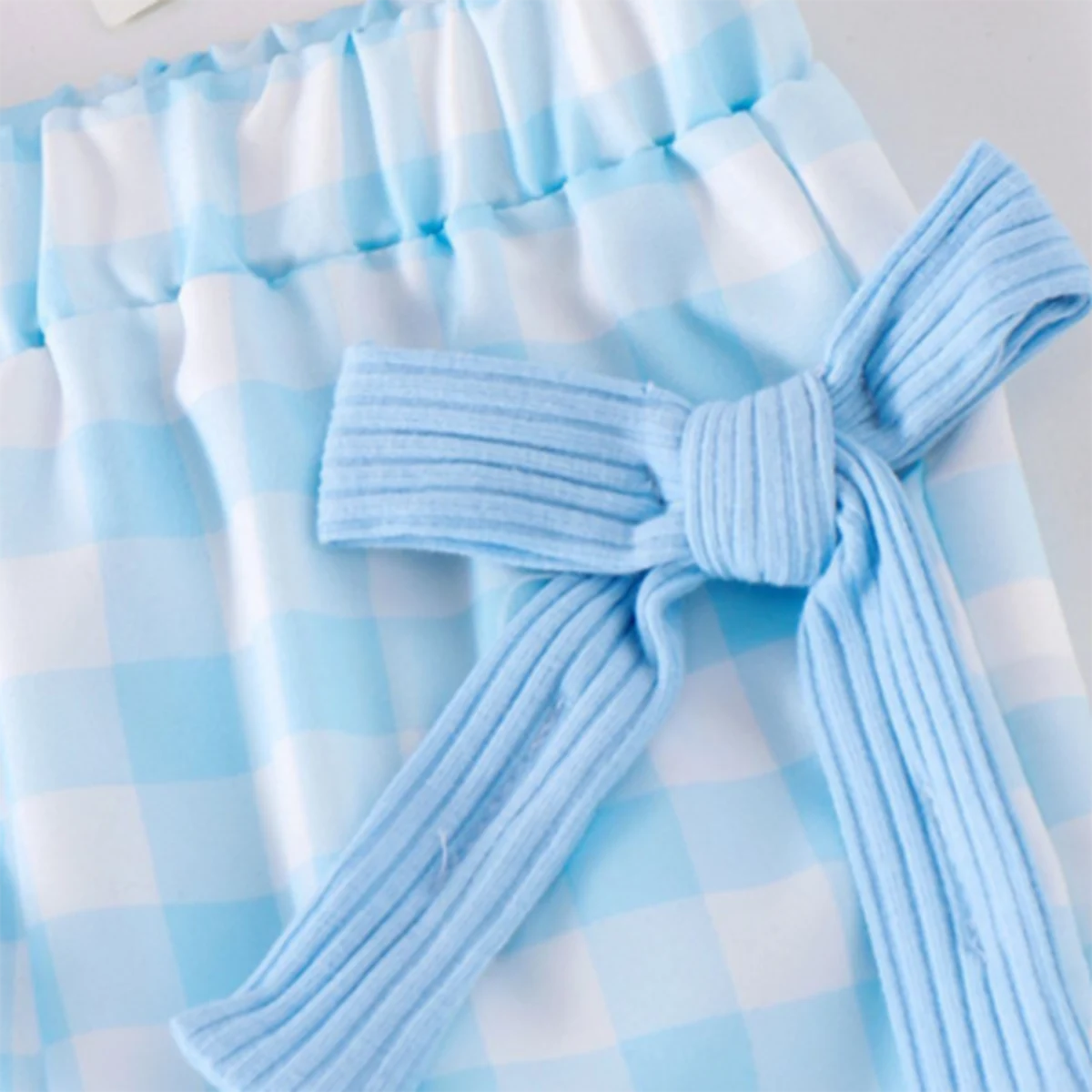 Girls Blue Ribbed Tank Top with Bow Applique Pants Sets 2 pc. Sets