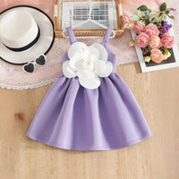Girls Purple Flower Applique Fit & Flare Party Wear Dress Party Dresses Purple 2-3 Y