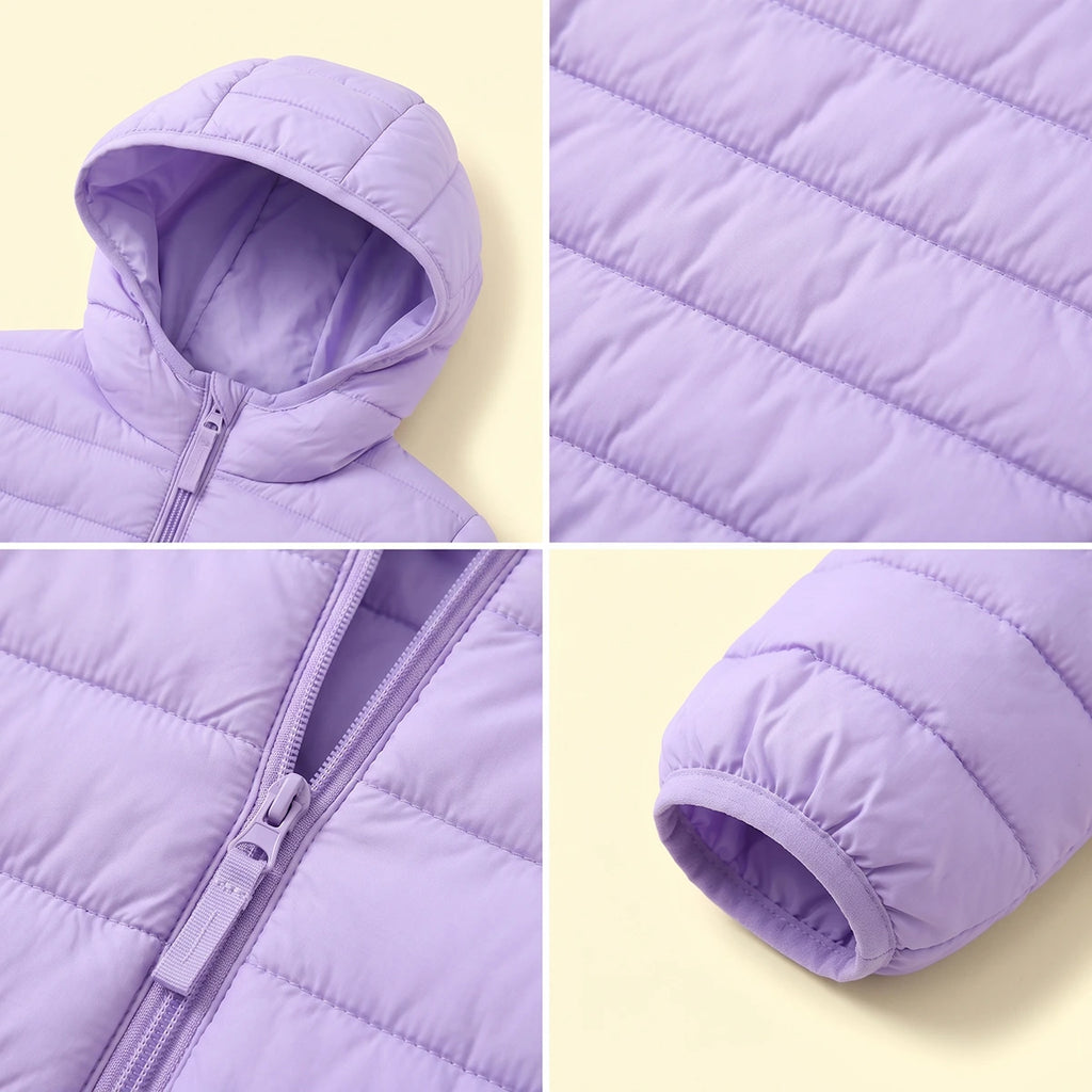 Girls Purple Hooded Quilted Puffer Jacket Coats & Jackets