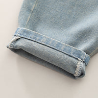 Boys Off White Self-Design Sleeveless Pullover With Shirt & Denim Pants Set Sets
