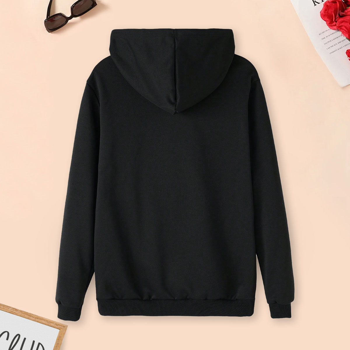 Boys Black Embossed King Printed Hooded Sweatshirt Sweatshirts & Hoodies