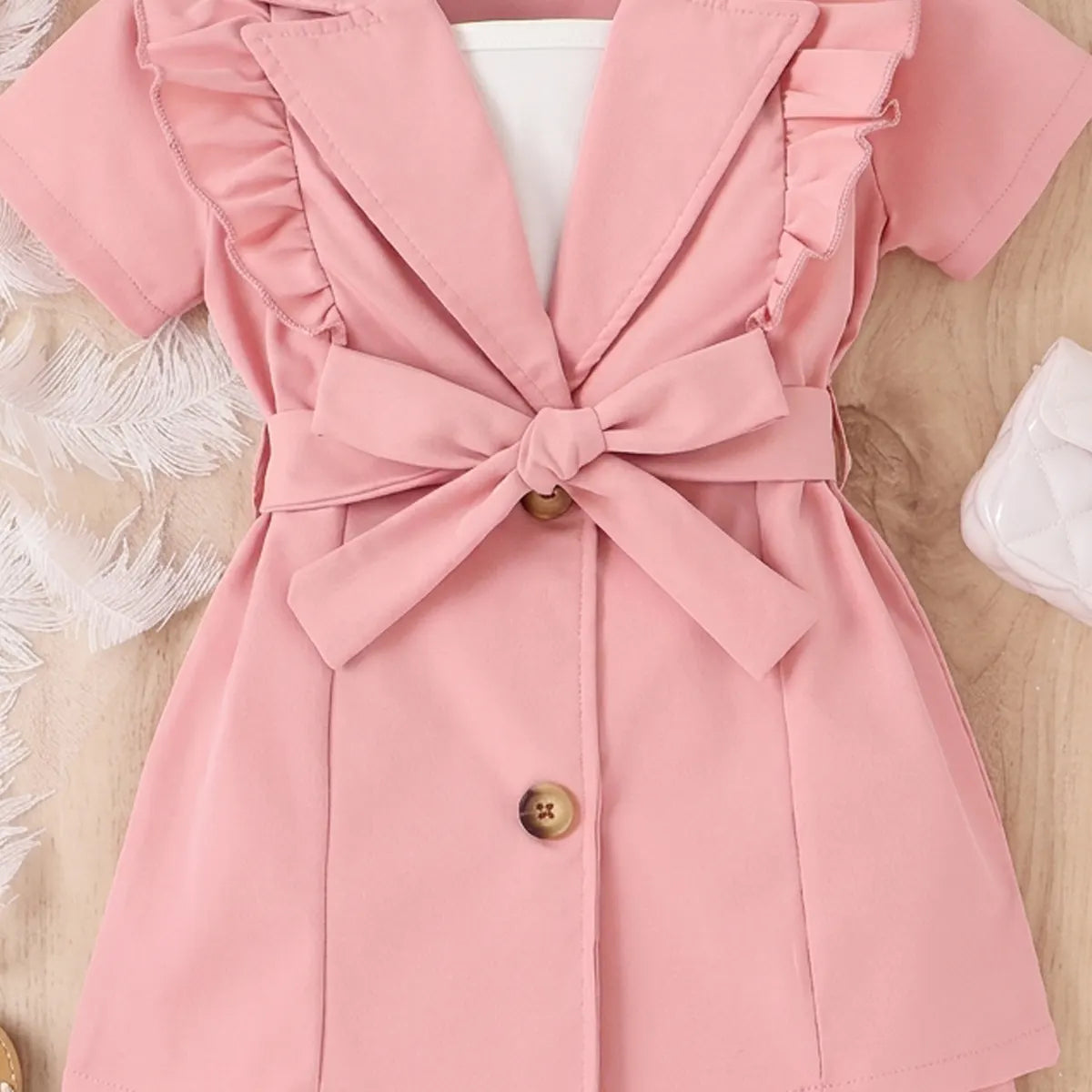 Girls Pink Short Sleeve Blazer Dress With Cami Top And Shorts Sets 3 pc. Sets