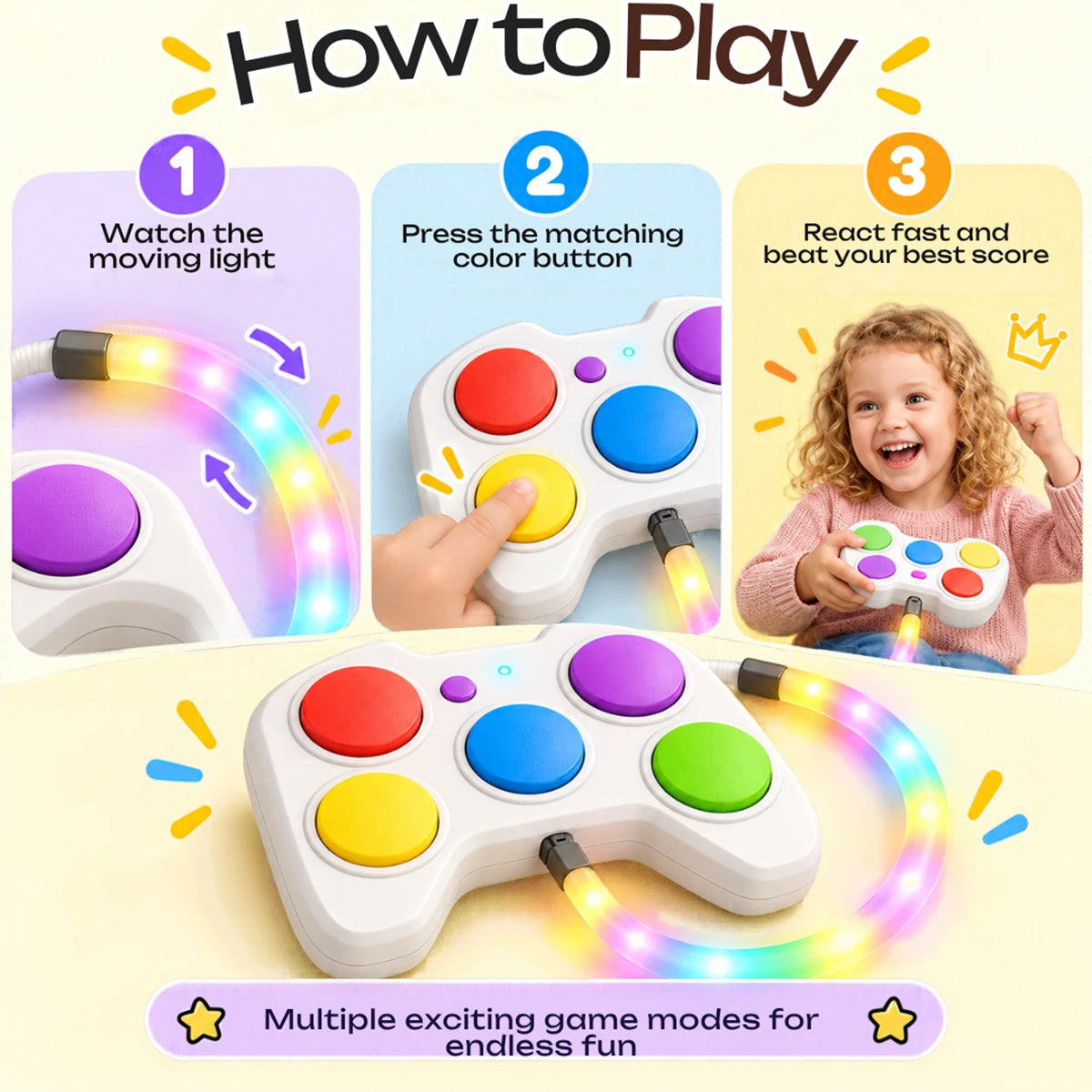 Kids Educational Game Controller Toy with Lights & Music for Ages 3 Year Plus Trending Accessories