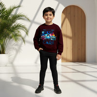 Boys Maroon Car Graphics Round Neck Sweatshirt Sweatshirts & Hoodies Maroon 5-6 Y