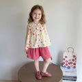 Girls Pink Heart Print Button-Down Top With Shorts Sets Sets Pink 1-2 Y
