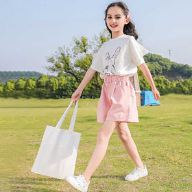 Girls Rabbit Graphic T-Shirt With Shorts Set 2 pc. Sets   