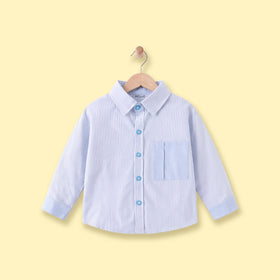 Boys Blue Striped Long Sleeve Shirt Shirts Blue 1-2 Y