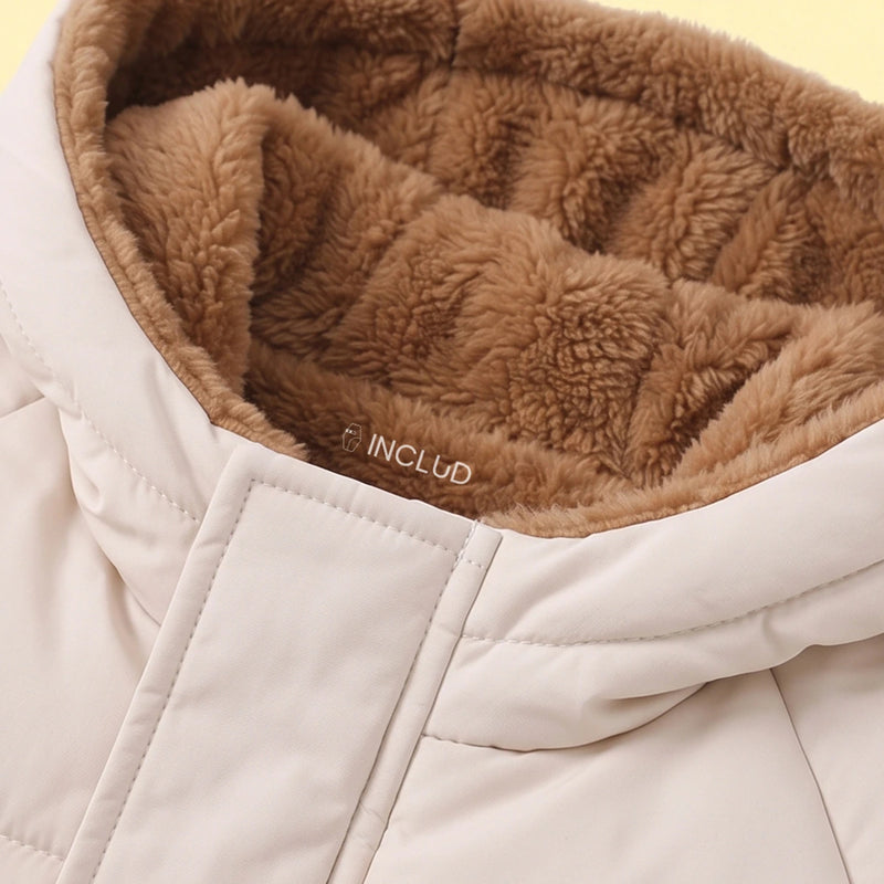 Boys Beige Fur Hooded Puffer Jacket Coats & Jackets
