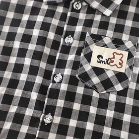 Boys Black Checked Shirt With Cargo Shorts & Sling Bag Sets Sets