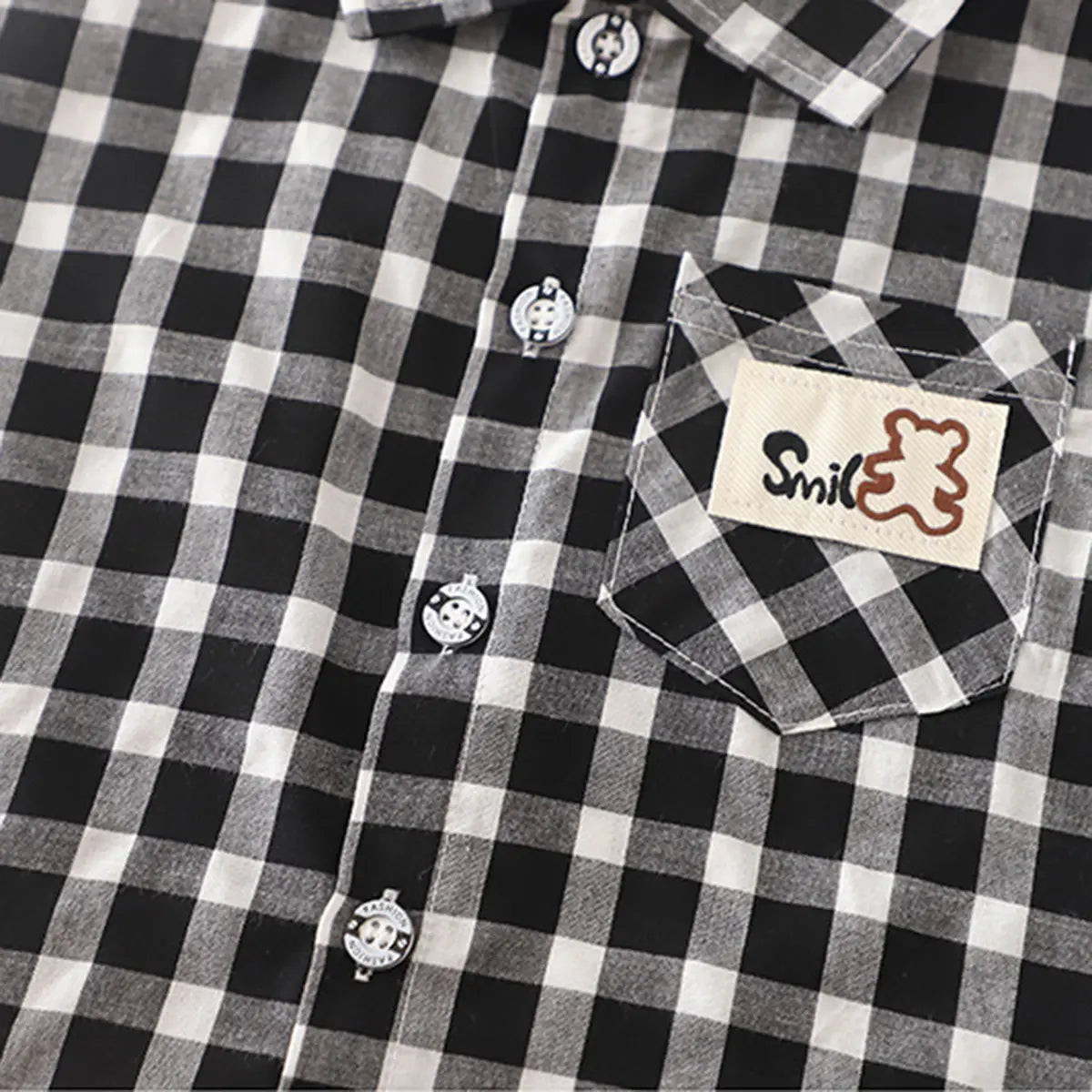 Boys Black Checked Shirt With Cargo Shorts Sets Sets