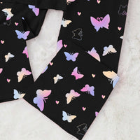 Girls Black Heart Printed Glow in the Dark T-Shirt & Pajama Winter Set 2 pc. Sets