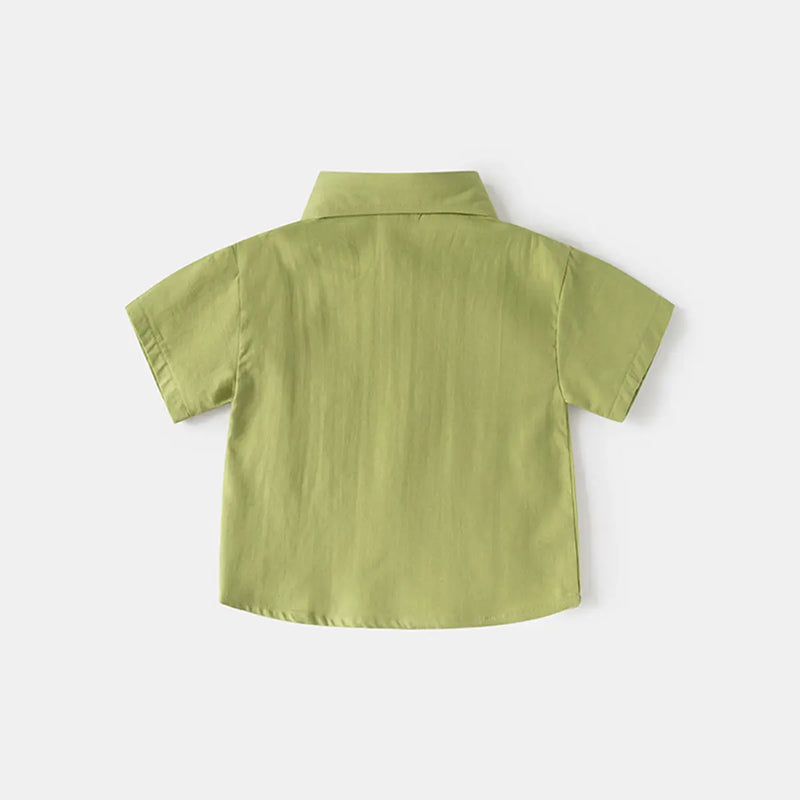 Boys Green Short Sleeve Casual Shirt Shirts