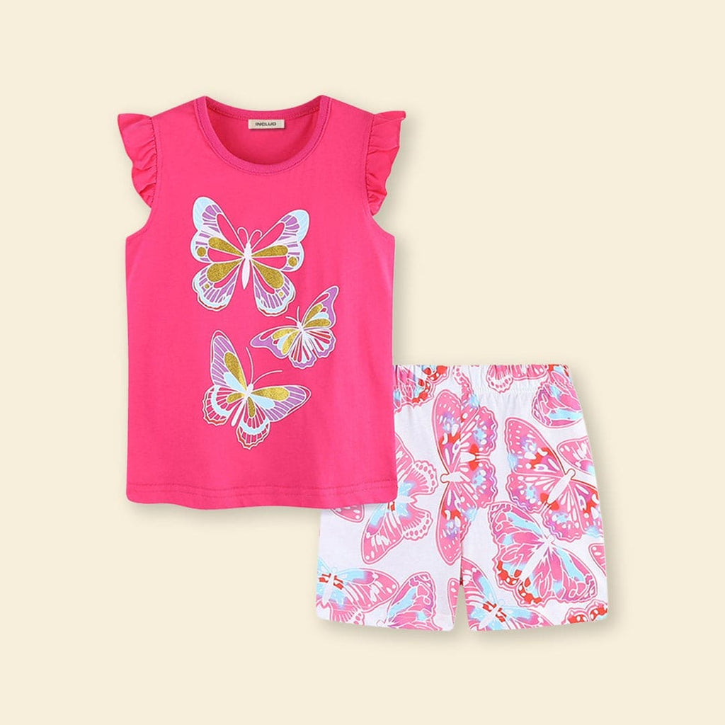 Girls Butterfly Printed Top With Shorts 2 pc. Sets   
