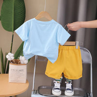 Boys Sky Blue Giraffe Printed Short Sleeve T-Shirt With Shorts Sets 2 pc. Sets
