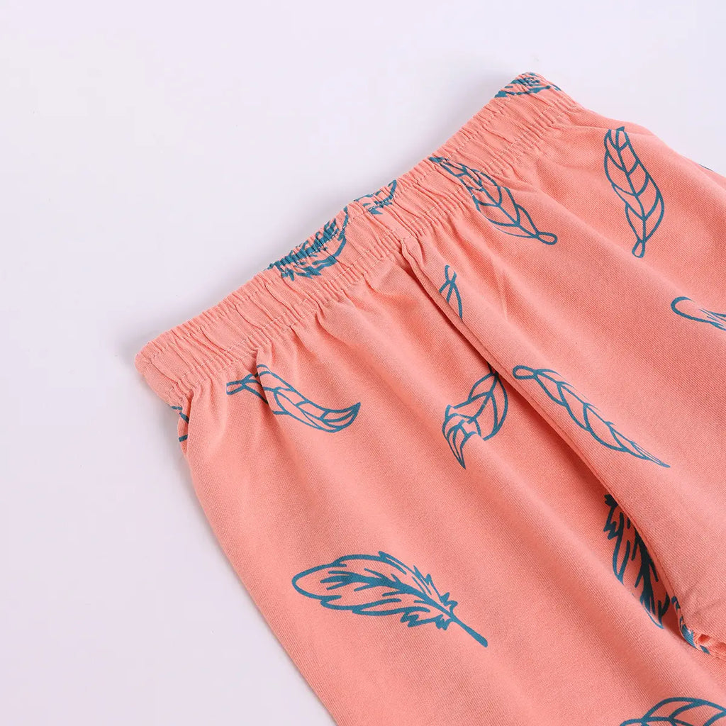 Girls Sea Green Graphic Printed Short Sleeve T-shirts With Elasticated Legging Sets Sets