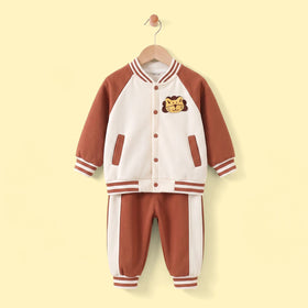 Boys Brown Applique Long Sleeve Jacket With Pants Sets 2 pc. Sets Brown 1-2 Y