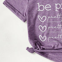 Girls Purple Typographic Printed Short Sleeves T-Shirt Tshirts
