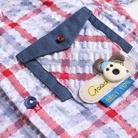 Boys Blue Checked Applique Shirt With Elasticated Shorts Sets 2 pc. Sets