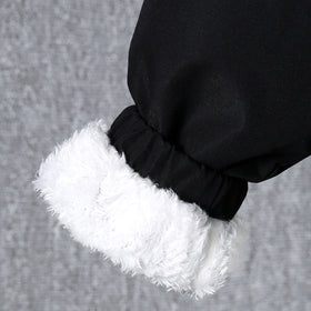 Boys Black Color-blocked Half Zipper Sweatshirt With Fur Lining & Pants Sets 2 pc. Sets