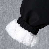 Boys Black Color-blocked Half Zipper Sweatshirt With Fur Lining & Pants Sets 2 pc. Sets