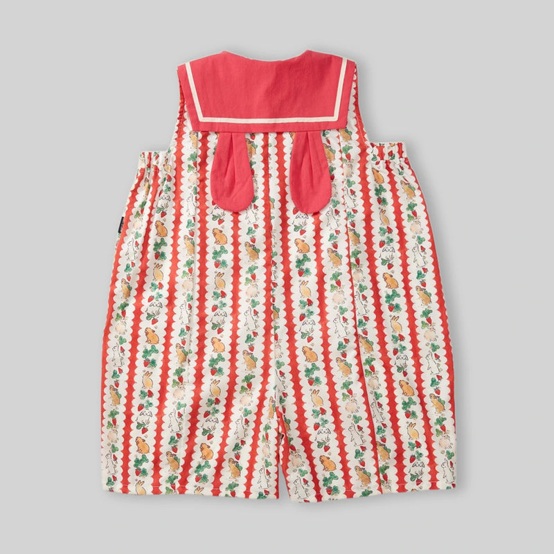 Girls Red Animal Printed Sleeveless Jumpsuit Jumpsuits