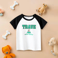 Boys Contrast Raglan Sleeves T-Shirt With Typography Print Tshirts Black 1-2 Y 