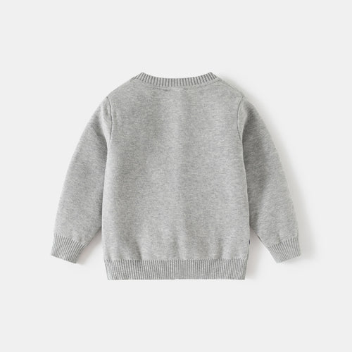 Boys Grey Self-Design Cardigan Sweaters & Cardigans