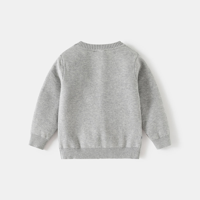Boys Grey Self-Design Cardigan Sweaters & Cardigans