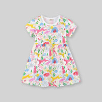 Girls Animal Printed Short Sleeve Dress Casual Dresses   