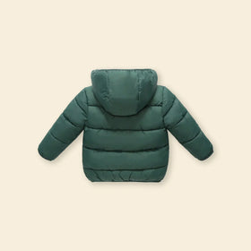 Boys Green Hooded Puffer Jacket With Sherpa Fleece Lining Coats & Jackets
