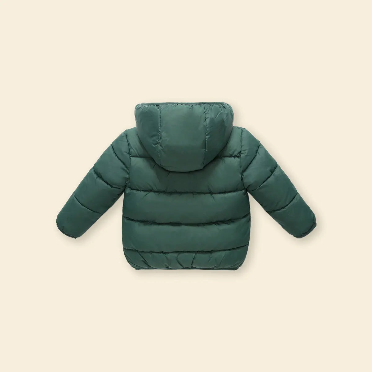 Boys Green Hooded Puffer Jacket With Sherpa Fleece Lining Coats & Jackets