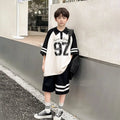Boys Black Alphanumeric Printed Oversized T-Shirt With Shorts Co-ord Sets Sets Black 5-6 Y