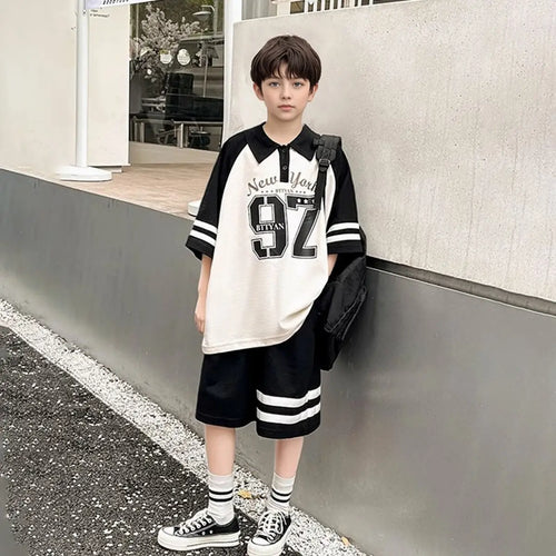 Boys Black Alphanumeric Printed Oversized T-Shirt With Shorts Co-ord Sets Sets Black 5-6 Y