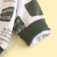 Boys Green Typographic Sweatshirt & Denim Pants Sets Sets
