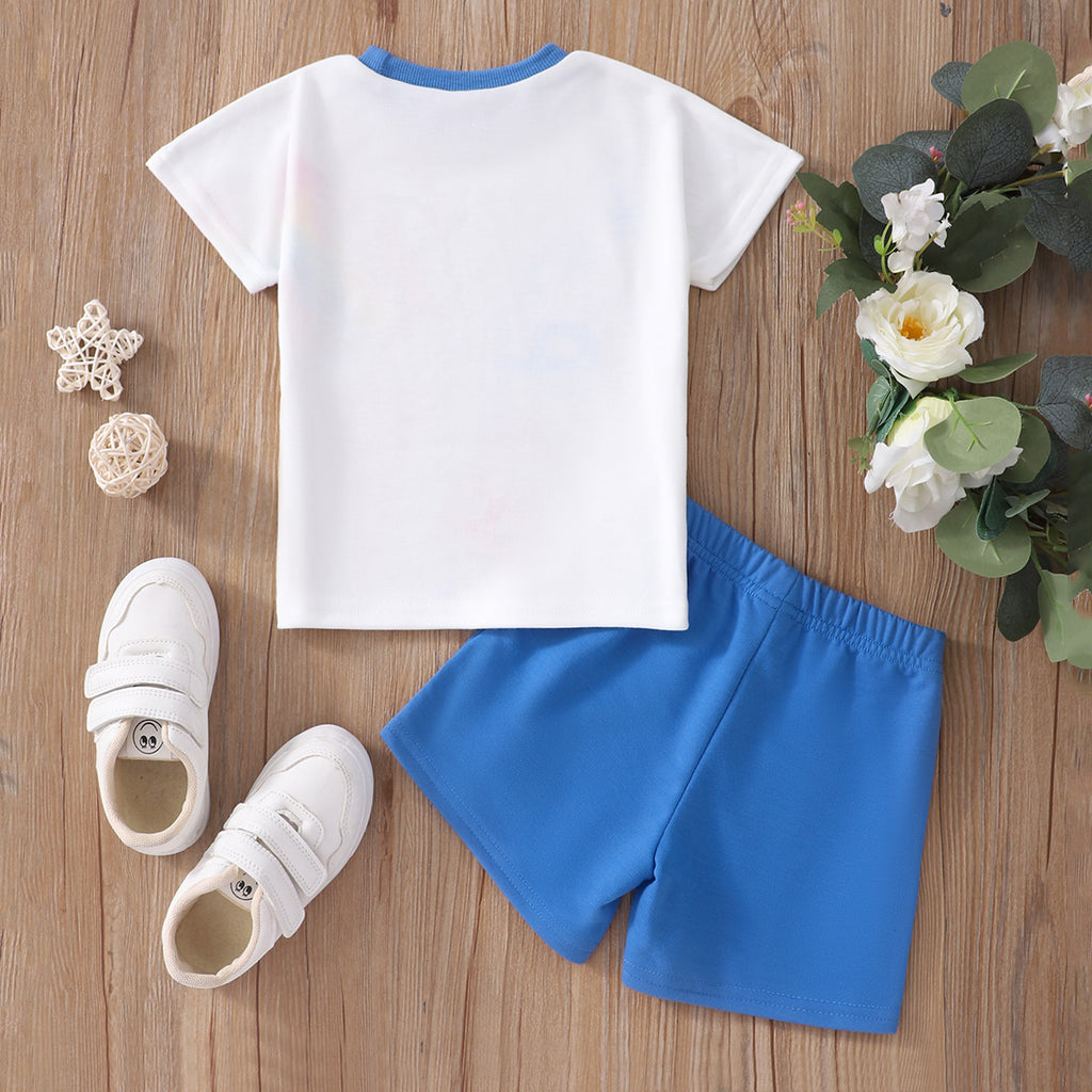 Boys White Graphic T-Shirt With Shorts Set 2 pc. Sets