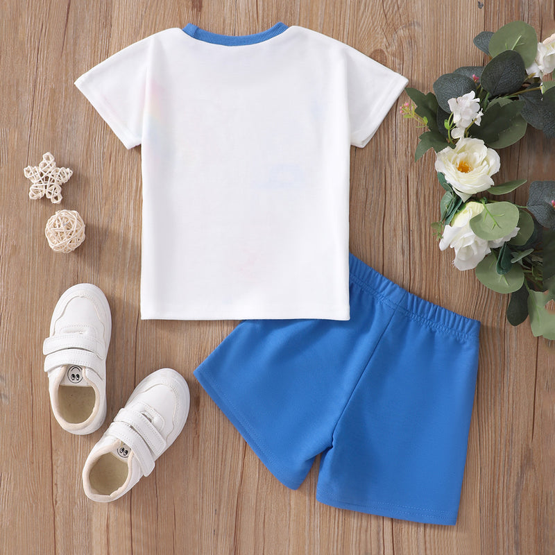 Boys White Graphic T-Shirt With Shorts Set 2 pc. Sets