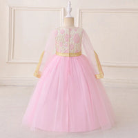 Girls Pink Floral Fit & Flare Dress With Long Sleeves Casual Dresses
