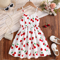 Girls White Heart Printed Sleeveless Dress Casual Dresses White 3-4 Y