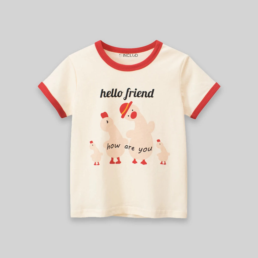 Boys Cream Graphic Short Sleeve T-Shirt Tshirts