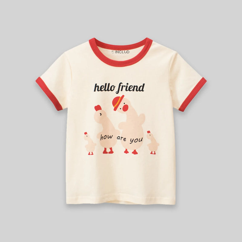 Boys Cream Graphic Short Sleeve T-Shirt Tshirts