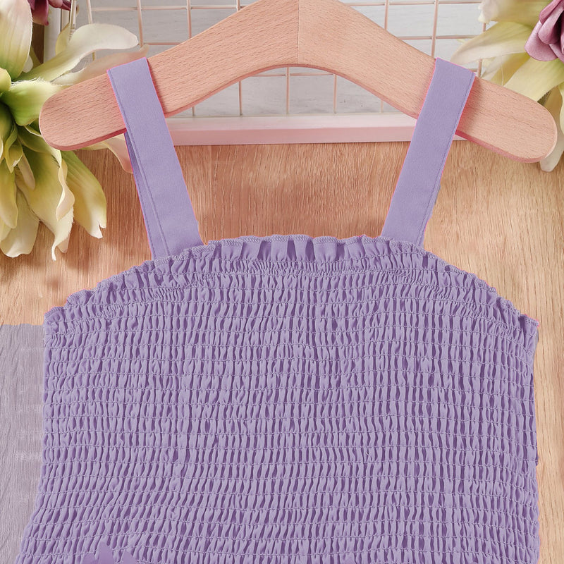Girls Purple Sleeveless Butterfly Applique Fit & Flare Dress Casual Dresses