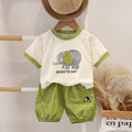 Boys Lime Green Elephant Graphic Short Sleeve T-Shirt With Shorts Sets 2 pc. Sets Lime Green 1-2 Y